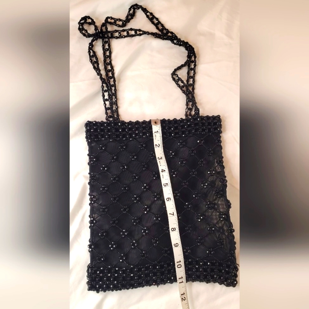 COMECO Chic Black Beaded Shoulder Bag - Picture 2 of 12